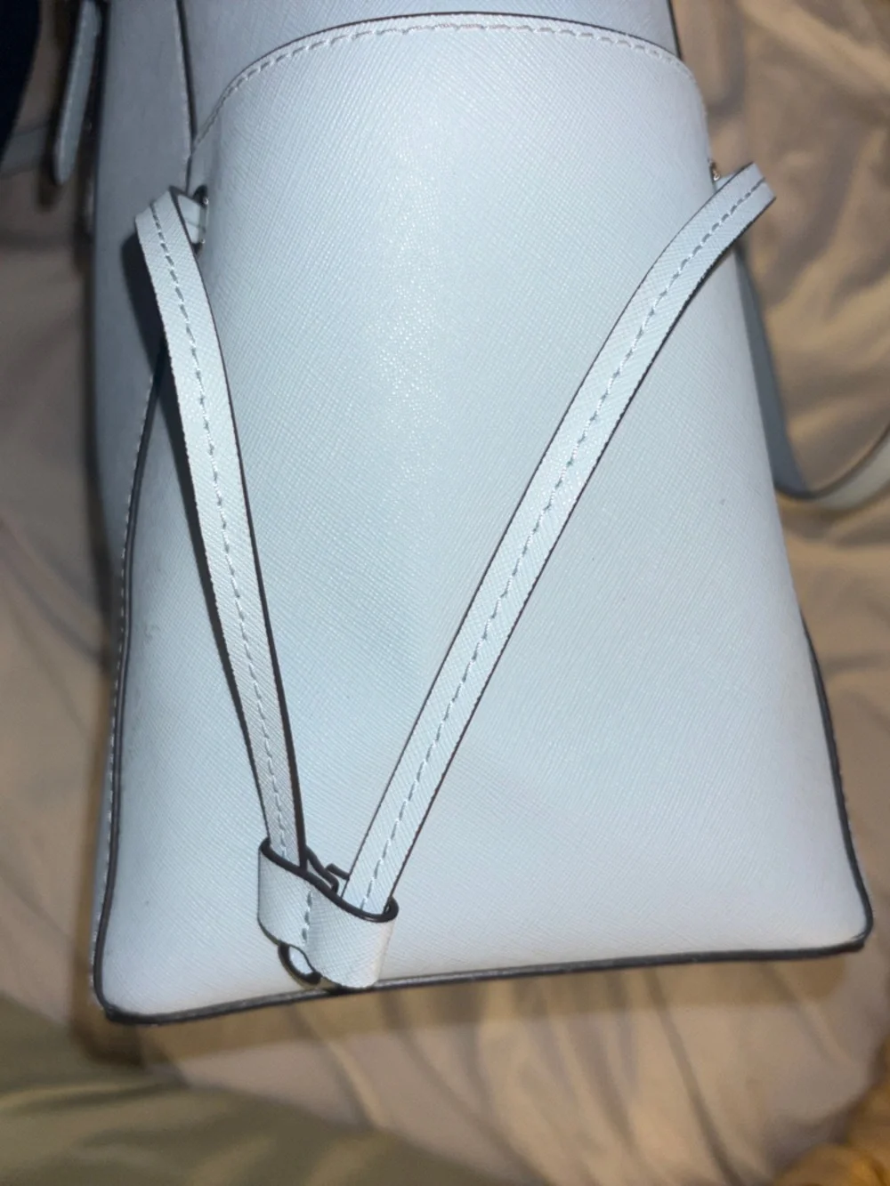 NWT Michael Kors Light Blue Saffiano Leather Tote with MK Charm